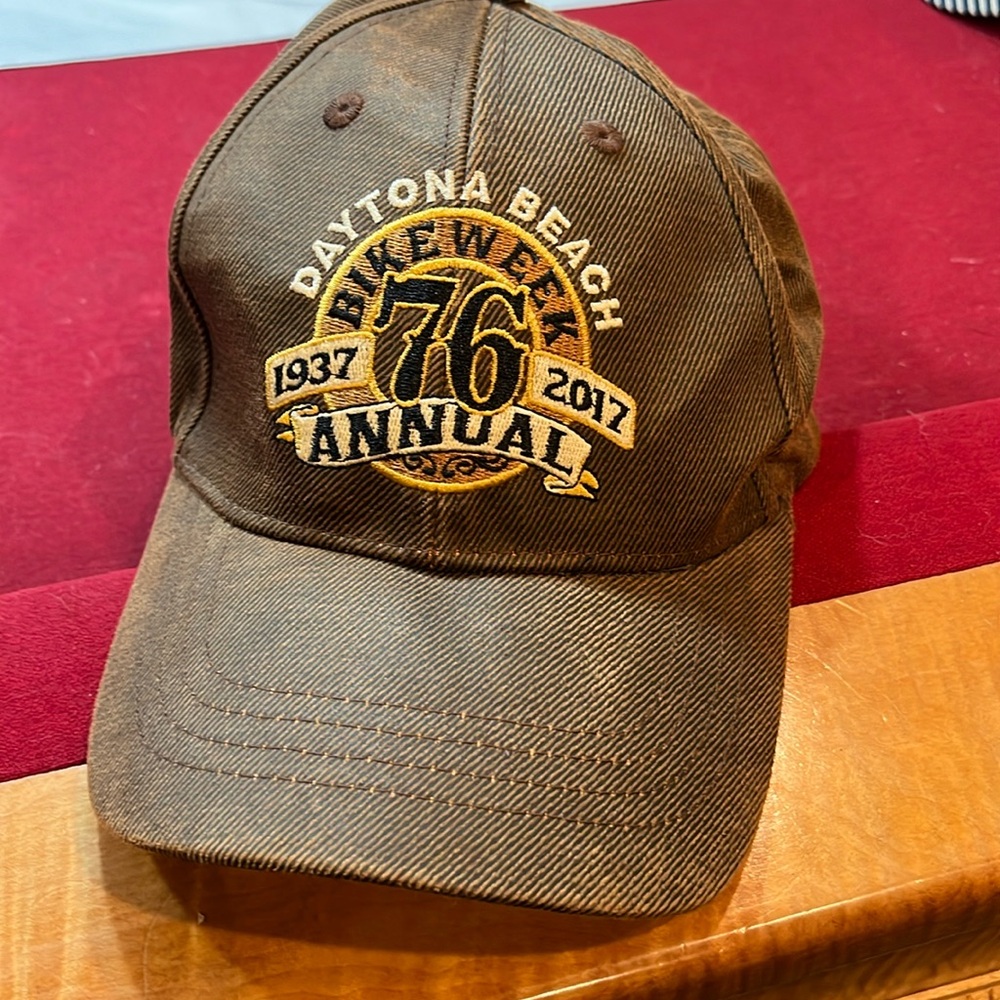 BikeWeek 76th Annual BROWN waxy canvas Cap Hat 1937 2017 lorimco bike week 2017